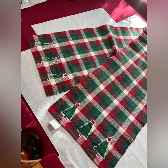 Red Green Long Table Runner Martha Stewart Winter Jubilee  14" x 70" 2002 Cotton - Picture 5 of 11